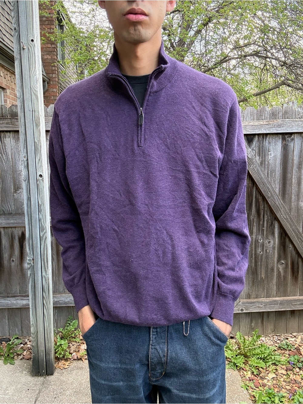 Jos. A. Bank Purple Quarter-Zip Pullover Sweater Premium Cotton
